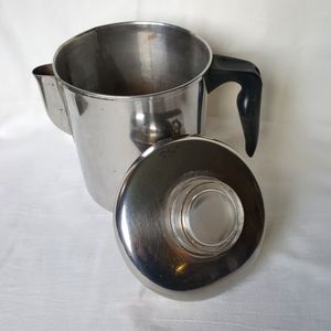 Vintage Coffee Percolator. Bakelite. Steel. Glass.  5 inch. Stove top.